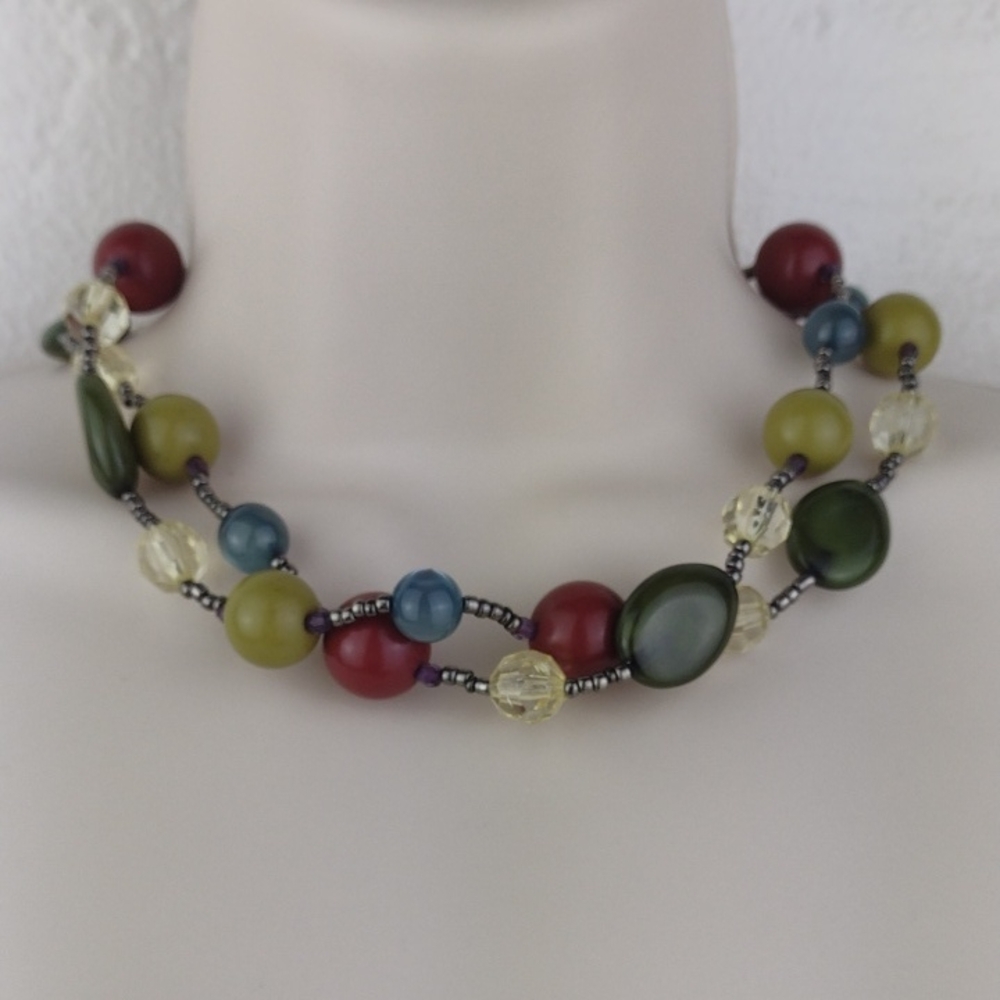 Vibrant Multi-Color VTG Tone Sectacular Glass Bead Versatile Necklace Choker